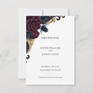 Burgundy Floral Baroque Save the Date Card