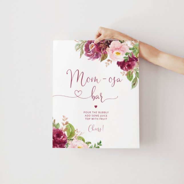 Burgundy floral blush pink fall Mum-osa bar Poster (Creator Uploaded)