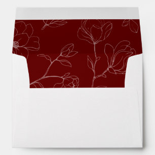 Burgundy Floral Bohemian Wedding Envelope