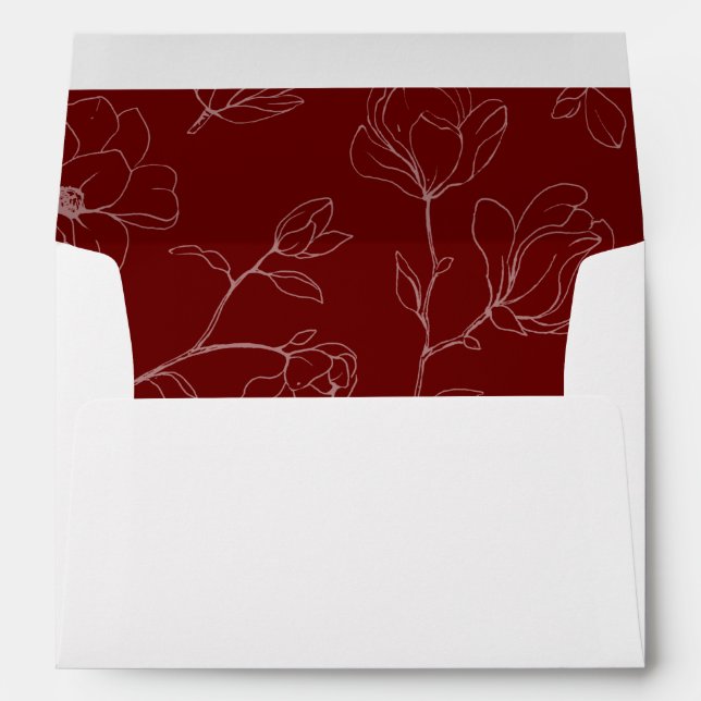 Burgundy Floral Bohemian Wedding Envelope (Back (Bottom))