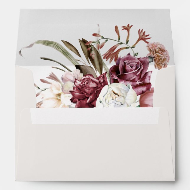 Burgundy Floral Boquet Lined Envelope (Back (Bottom))