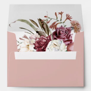 Burgundy Floral Boquet Lined Envelope