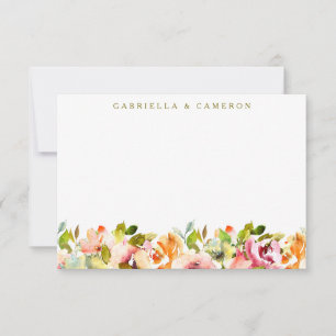 Burgundy Floral Botanical Watercolor Wedding  Thank You Card