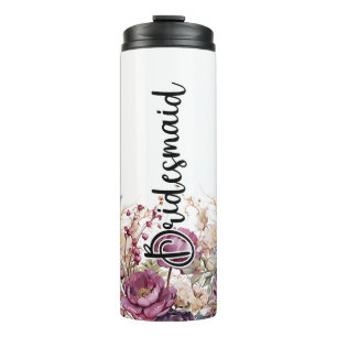 Burgundy Floral Bridal Party Tumbler