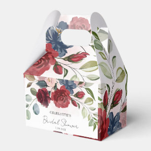 Burgundy Floral Bridal Shower Personalised Favour Box