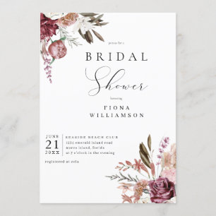 Burgundy Floral Bridal ShowerInvitation Invitation