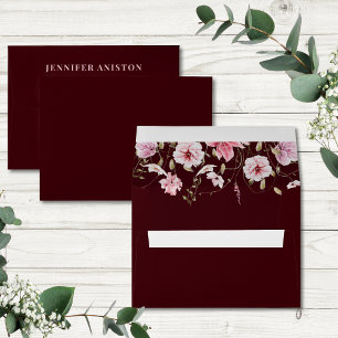 Burgundy Floral Bride in Bloom Bridal Shower Envelope