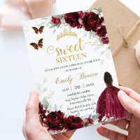 Burgundy Floral Brown Princess Sweet Sixteen 16