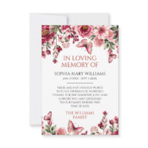Burgundy Floral Butterfly Sympathy Thank You Card
