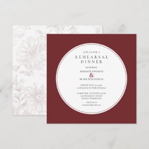 Burgundy Floral Chic Rehearsal Dinner Invitation