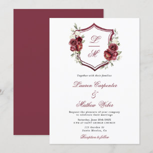 Burgundy Floral Crest Wedding invitation