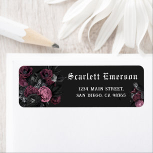 Burgundy Floral Dark Gothic Bridal Shower Address
