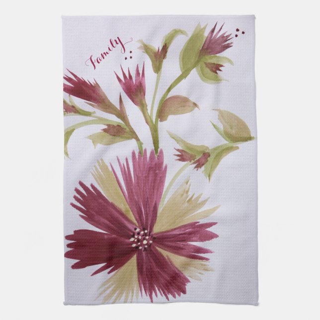 Burgundy Floral Designer Towel (Vertical)