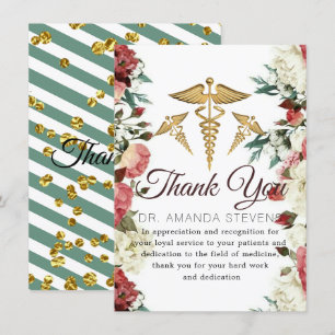Burgundy Floral Doctor Thank You Card