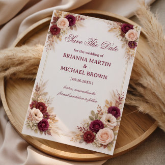Burgundy Floral Elegant Announcement