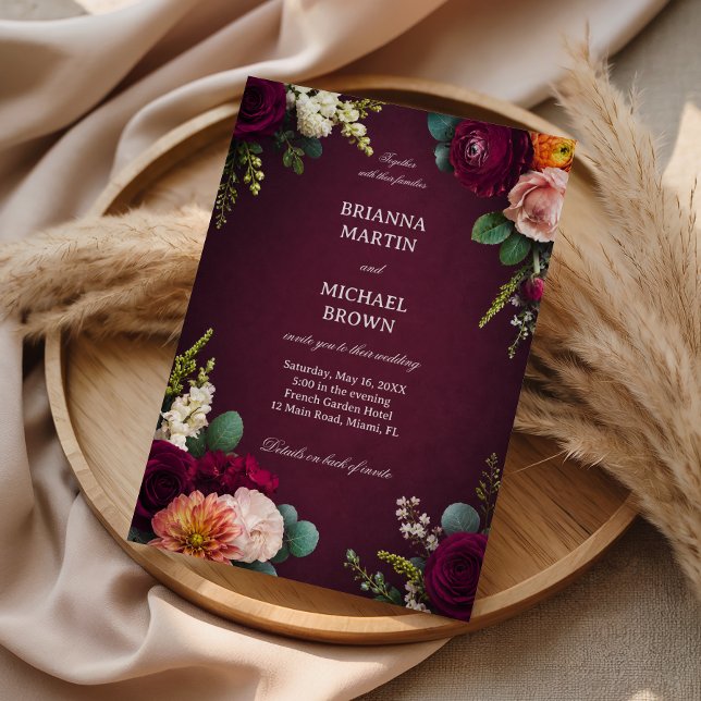 Burgundy Floral Elegant Invitation (Creator Uploaded)