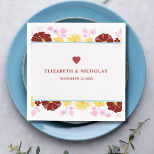 burgundy floral elegant modern wedding napkin
