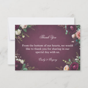 Burgundy Floral Elegant Thank You Card