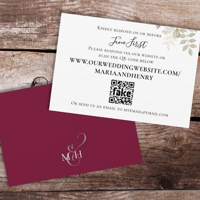 Burgundy Floral Elegant Wedding RSVP Enclosure Card (Creator Uploaded)