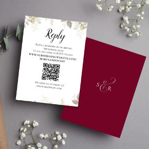 Burgundy Floral Elegant Wedding RSVP Reply Enclosure Card