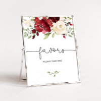 Burgundy floral favors please take one poster