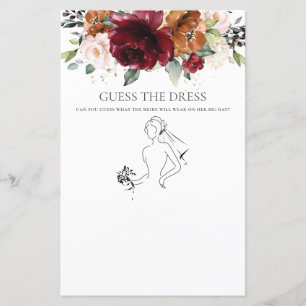 Burgundy Floral Fun Bridal Guess the Dress Game