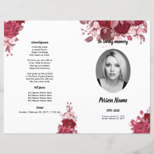 Burgundy Floral Funeral Program Template