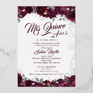 Burgundy Floral Garden Mis Quince Quinceanera