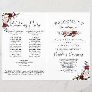 Burgundy Floral Geometric Romantic Watercolor