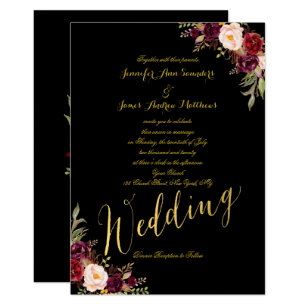 Black And Burgundy Wedding Invitations 7