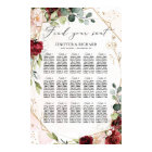 Burgundy floral gold geometric wedding seating