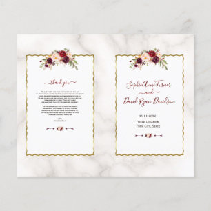 Burgundy Floral Gold Marble Calligraphy Program