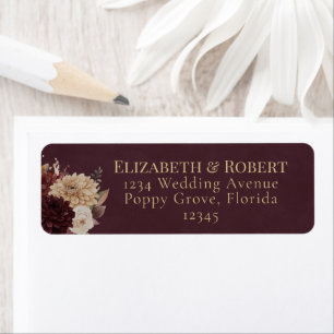 Burgundy Floral Gothic Wedding Address Label