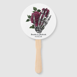Burgundy Floral Gothic Wedding Hand Fan