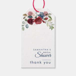 Burgundy Floral Greenery Bridal Shower Gift Tags