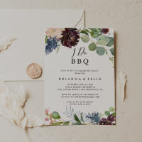Burgundy Floral Greenery I Do BBQ Engagement Party