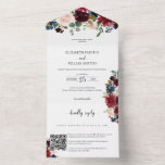 Burgundy Floral Greenery Wedding with QR Code RSVP All In One Invitation<br><div class="desc">Modern and elegant design printed Burgundy Floral Greenery Wedding with QR Code RSVP All in One Invitation that can be customised with your text. Please click the "Customise it" button and use our design tool to modify this template. Check out the Graphic Art Design store for other products that match...</div>