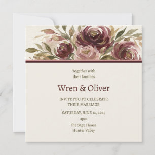 Burgundy Floral Header Wedding Invitation