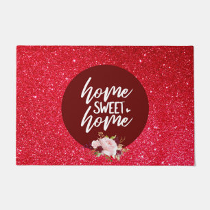 Burgundy Floral Home Sweet Home Doormat