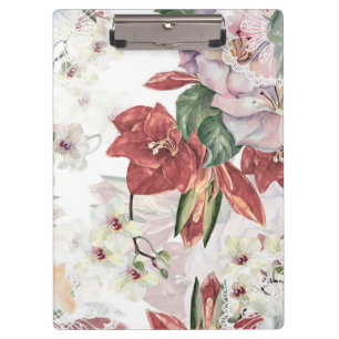 Burgundy floral illustration feminine dusty lace  clipboard