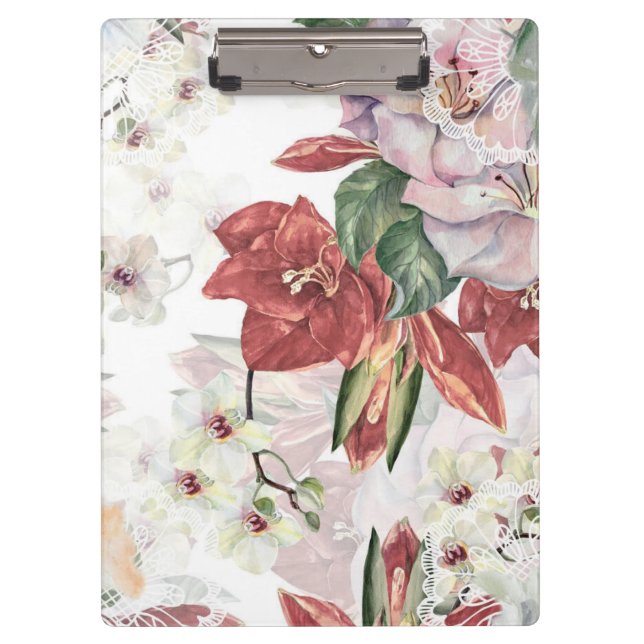 Burgundy floral illustration feminine dusty lace  clipboard (Front)