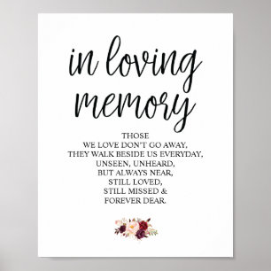 Burgundy floral In Loving Memory Memorial Sign