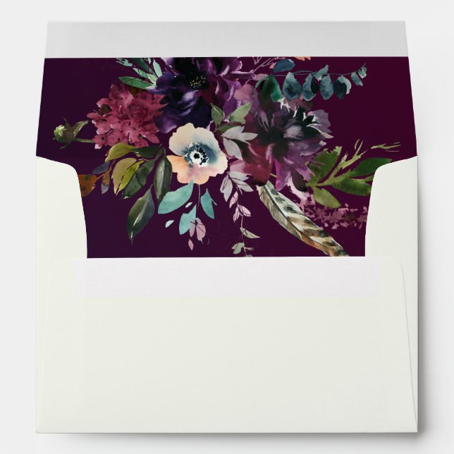 Burgundy Floral Ivory Cream Envelope (Back (Bottom))