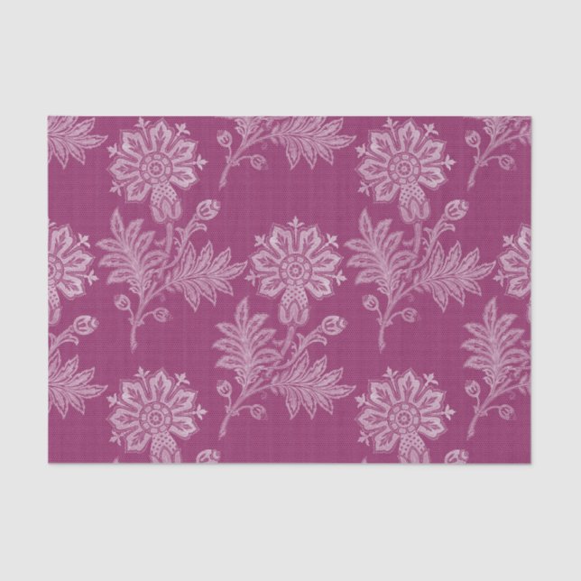 Burgundy Floral Lace Bridal Shower Tissue Paper (Front)