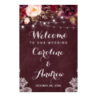 Burgundy Floral Lights Lace Wedding Welcome Sign