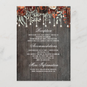 Burgundy Floral Lights Wedding Information Guest Enclosure Card