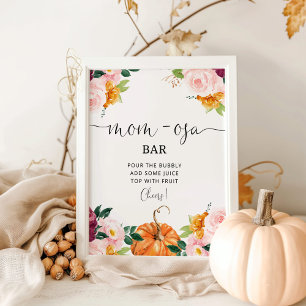 Burgundy floral little pumpkin Mom-osa bar Poster