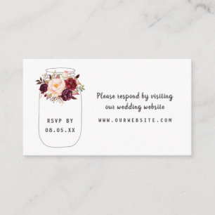 Burgundy Floral Mason Jar rsvp website card