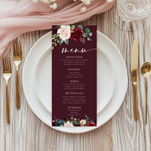 Burgundy Floral Menu