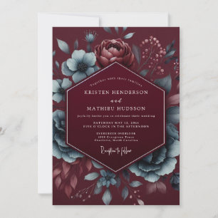Burgundy Floral Mood Wedding Invitation